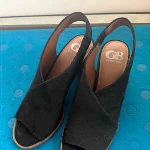 Gianni Bini Black Suede Open-Toe Slingback Mules